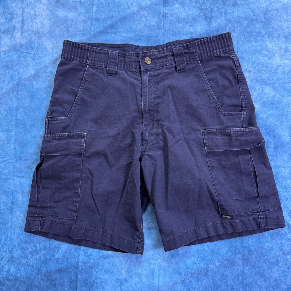 Tru-Spec Mens Navy Blue Tactical Cargo Shorts Ripstop Size 32 Utility Workwear
